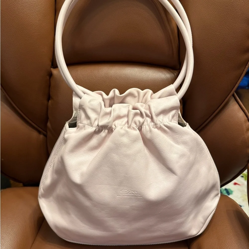 Vintage Longchamp Powder Pink Leather Round Handle Shoulder Bag EXTREMELY RARE - Picture 3 of 9